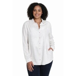 NEW MEDIUM Women's Jachs Girlfriend Super Soft Feel Flannel 2 Pocket Shirt White